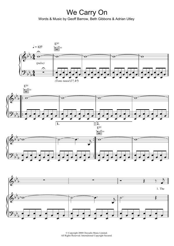Portishead We Carry On Musik Noten - Piano, Vocal & Guitar Chords - 100038-0