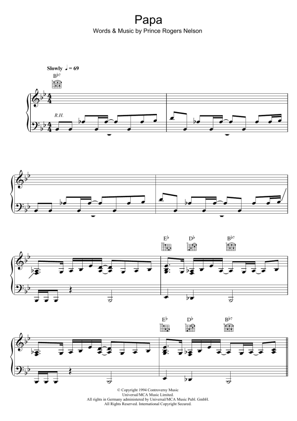 Prince Papa Musik Noten - Piano, Vocal & Guitar Chords - 123403-0