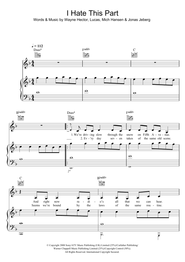 Pussycat Dolls I Hate This Part Musik Noten - Piano, Vocal & Guitar Chords - 44814-0