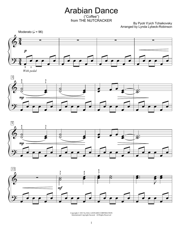 Pyotr Il'yich Tchaikovsky Arabian Dance (Coffee) (arr. Lynda Lybeck-Robinson) Musik Noten - Educational Piano - 161219-0