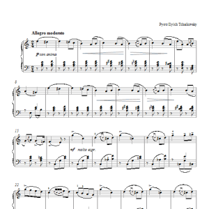 Pyotr Il'yich Tchaikovsky Chant Sans Paroles, Op. 40, No. 6 (from Douze Morceaux de Difficult Moyenne) Musik Noten - Piano Solo - 26049-0