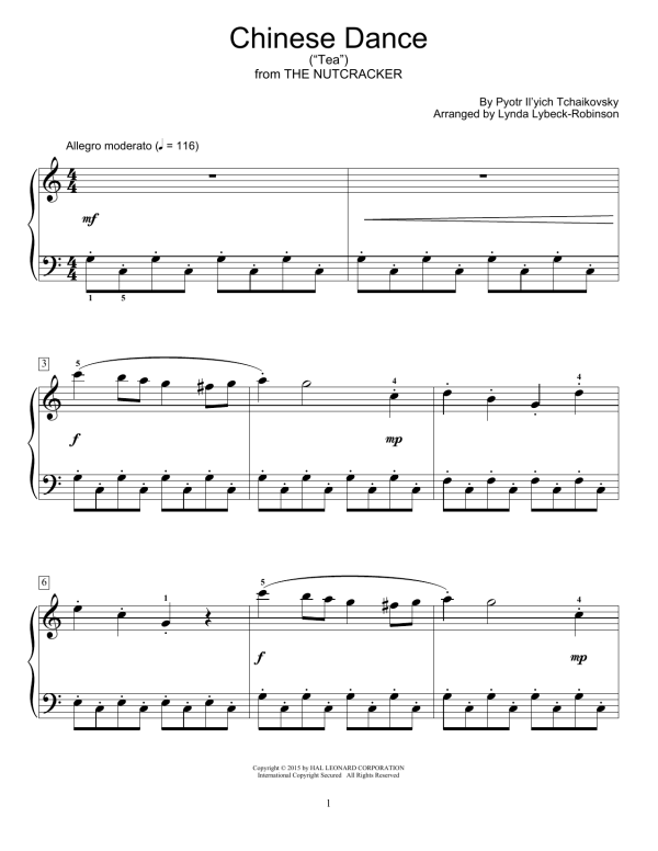Pyotr Il'yich Tchaikovsky Chinese Dance (Tea) (arr. Lynda Lybeck-Robinson) Musik Noten - Educational Piano - 161240-0