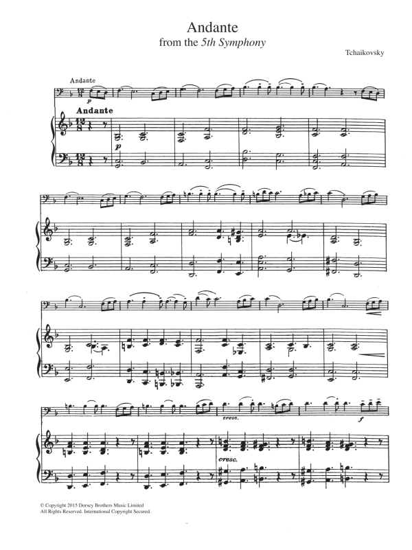 Pyotr Il'yich Tchaikovsky Symphony No.5 (2nd Movement: Andante) Musik Noten - Cello Solo - 120709-0