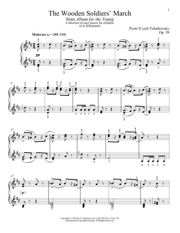 Pyotr Il'yich Tchaikovsky The Wooden Soldiers' March Musik Noten - Piano Solo - 73963-0