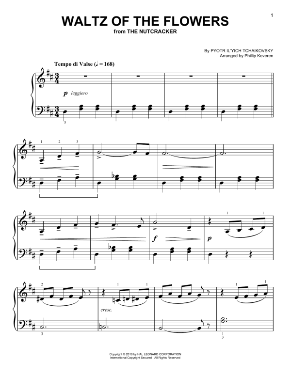 Pyotr Il'yich Tchaikovsky Waltz Of The Flowers (from The Nutcracker) (arr. Phillip Keveren) Musik Noten - Easy Piano - 170461-0