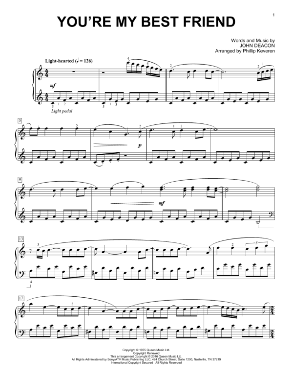 Queen You're My Best Friend [Classical version] (arr. Phillip Keveren) Musik Noten - Piano Solo - 171548-0