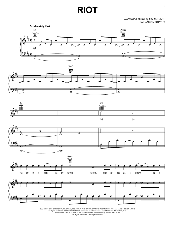 Rascal Flatts Riot Musik Noten - Piano, Vocal & Guitar Chords - 155645-0