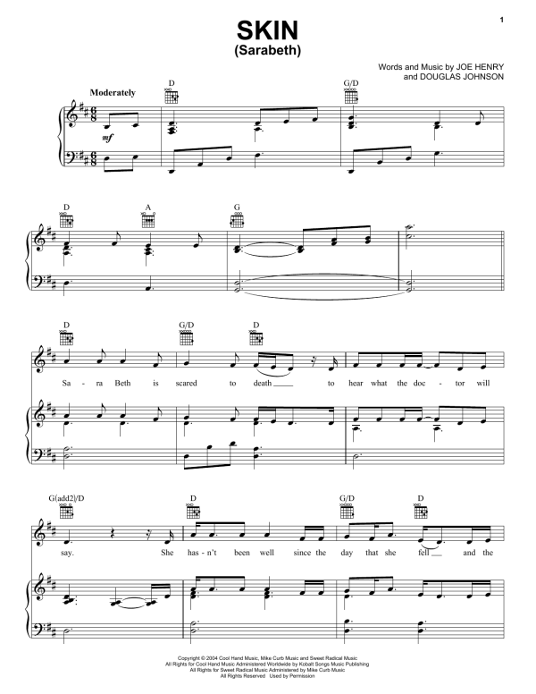 Rascal Flatts Skin (Sarabeth) Musik Noten - Piano, Vocal & Guitar Chords - 74552-0