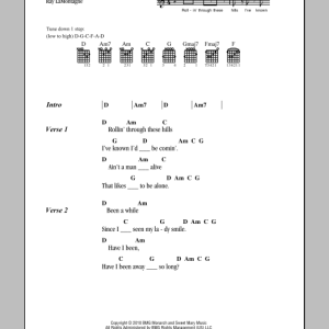 Ray LaMontagne For The Summer Musik Noten - Guitar Chords/Lyrics - 155765-0