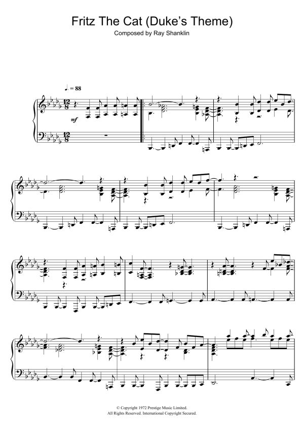 Ray Shanklin Fritz The Cat (Duke's Theme) Musik Noten - Piano Solo - 106638-0
