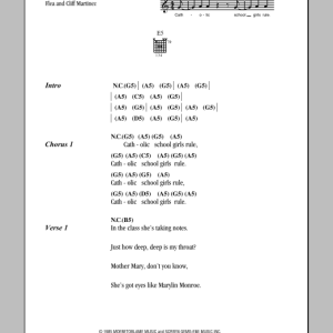 Red Hot Chili Peppers Catholic School Girls Rule Musik Noten - Guitar Chords/Lyrics - 78744-0