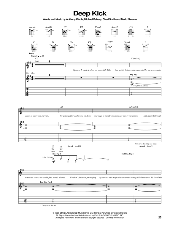 Red Hot Chili Peppers Deep Kick Musik Noten - Guitar Tab - 171941-0