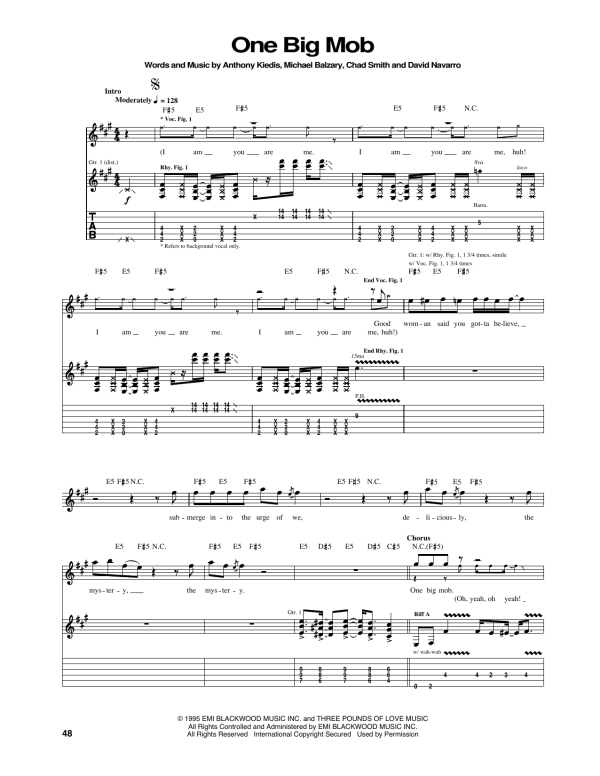 Red Hot Chili Peppers One Big Mob Musik Noten - Guitar Tab - 171943-0