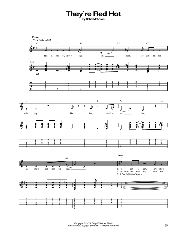 Red Hot Chili Peppers They're Red Hot Musik Noten - Guitar Tab - 171968-0