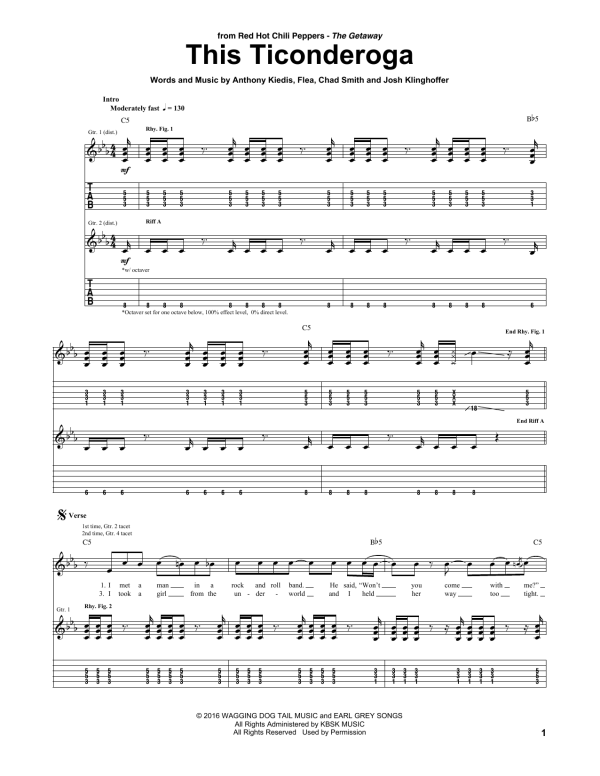 Red Hot Chili Peppers This Ticonderoga Musik Noten - Guitar Tab - 173992-0
