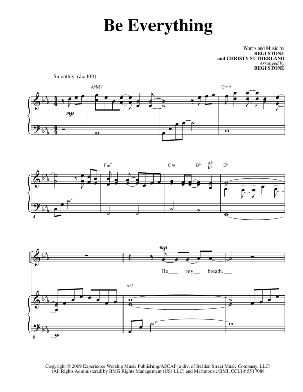 Regi Stone Be Everything Musik Noten - Piano & Vocal - 160814-0