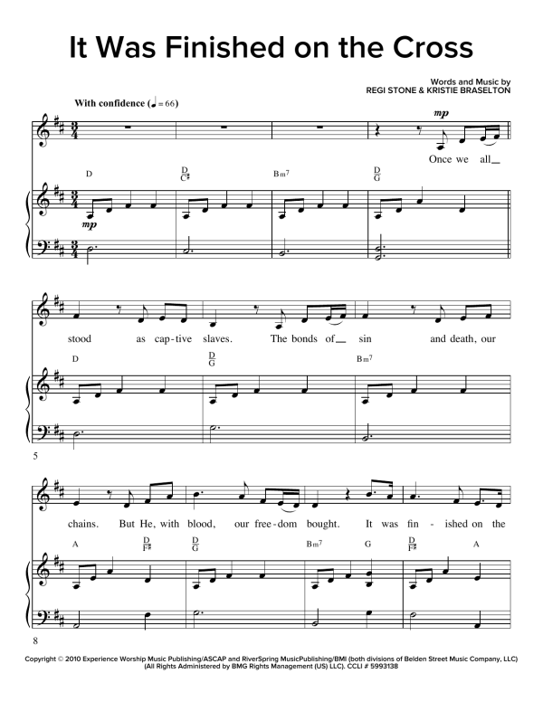 Regi Stone It Was Finished On The Cross Musik Noten - Piano & Vocal - 160929-0