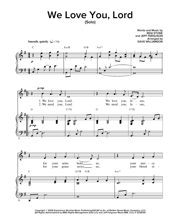 Regi Stone We Love You Lord Musik Noten - Piano & Vocal - 160819-0