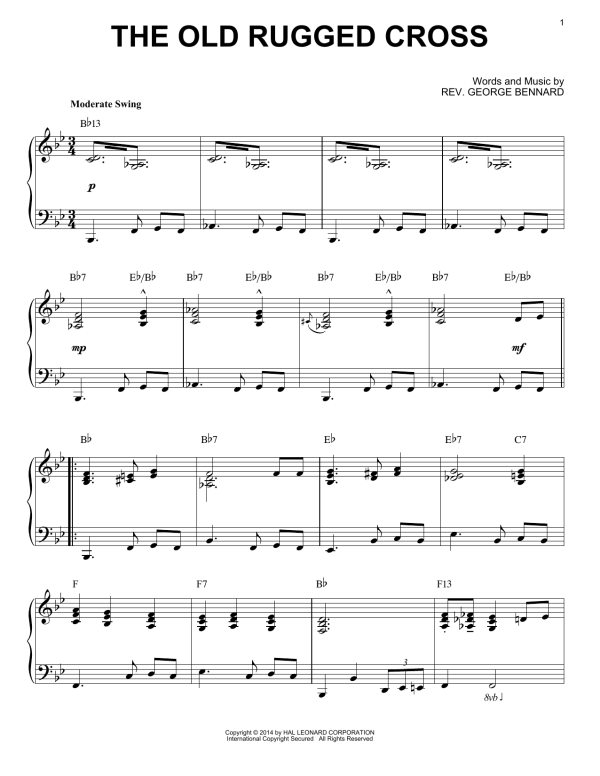 Rev. George Bennard The Old Rugged Cross [Jazz version] (arr. Brent Edstrom) Musik Noten - Piano Solo - 156550-0