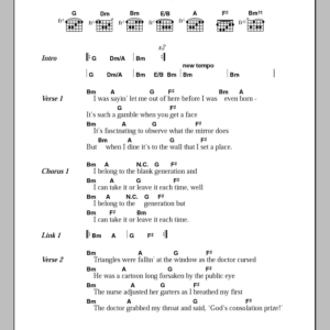 Richard Hell & The Voidnoids Blank Generation Musik Noten - Guitar Chords/Lyrics - 101131-0
