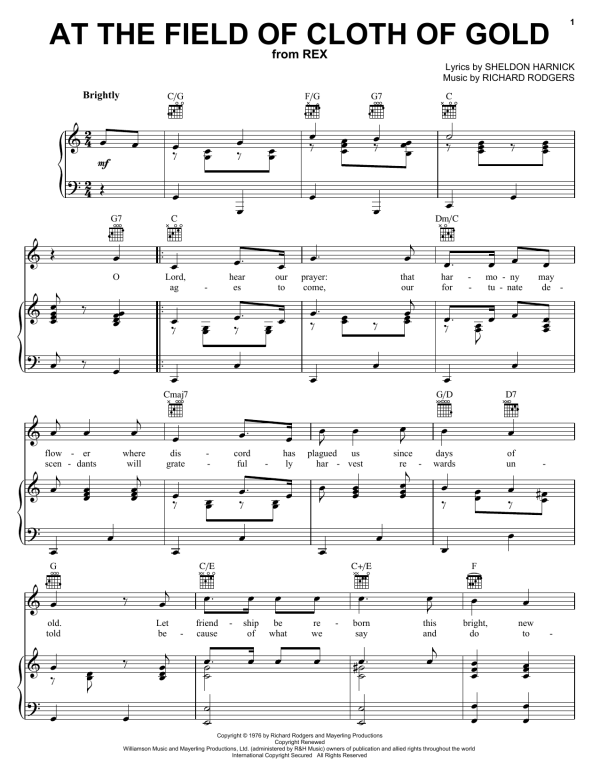 Richard Rodgers At The Field Of Cloth Of Gold Musik Noten - Piano, Vocal & Guitar Chords - 30797-0