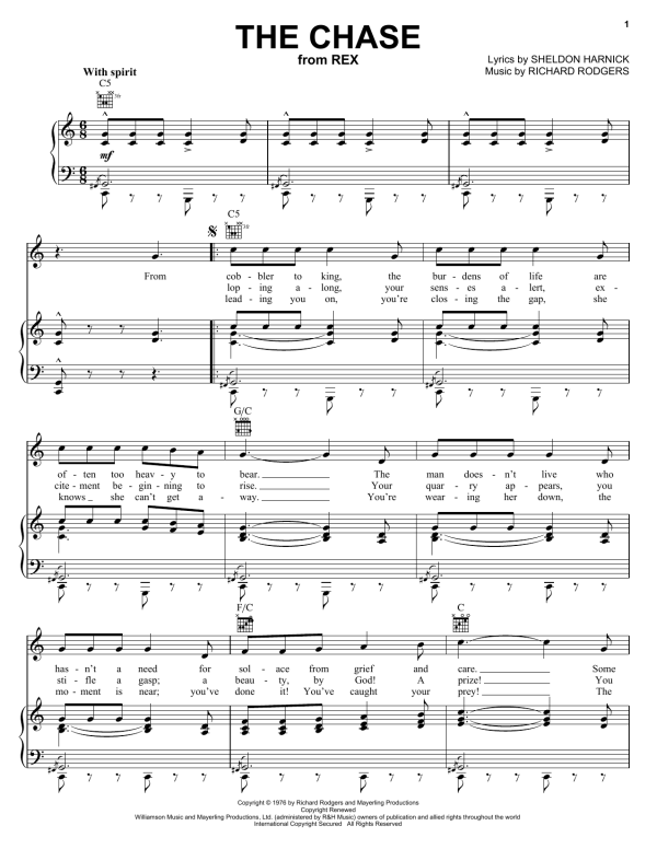 Richard Rodgers The Chase Musik Noten - Piano, Vocal & Guitar Chords - 30789-0