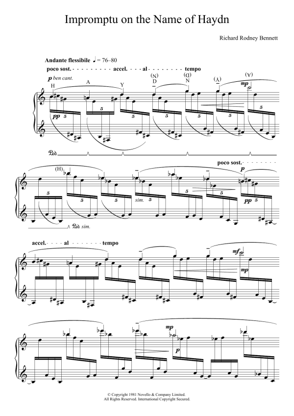 Richard Rodney Bennett Impromptu On The Name Of Haydn Musik Noten - Piano Solo - 118543-0