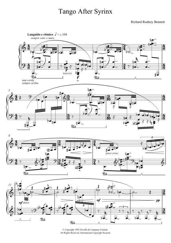 Richard Rodney Bennett Tango After Syrinx Musik Noten - Piano Solo - 118526-0