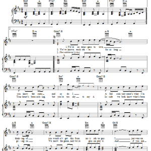 Rick Astley Never Gonna Give You Up Musik Noten - Piano, Vocal & Guitar Chords - 64429-0