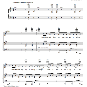 Rihanna Rude Boy Musik Noten - Piano, Vocal & Guitar Chords - 74625-0