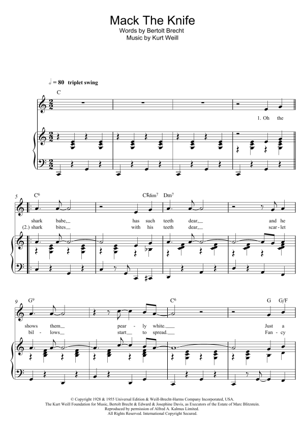 Robbie Williams Mack The Knife Musik Noten - Piano & Vocal - 118229-0