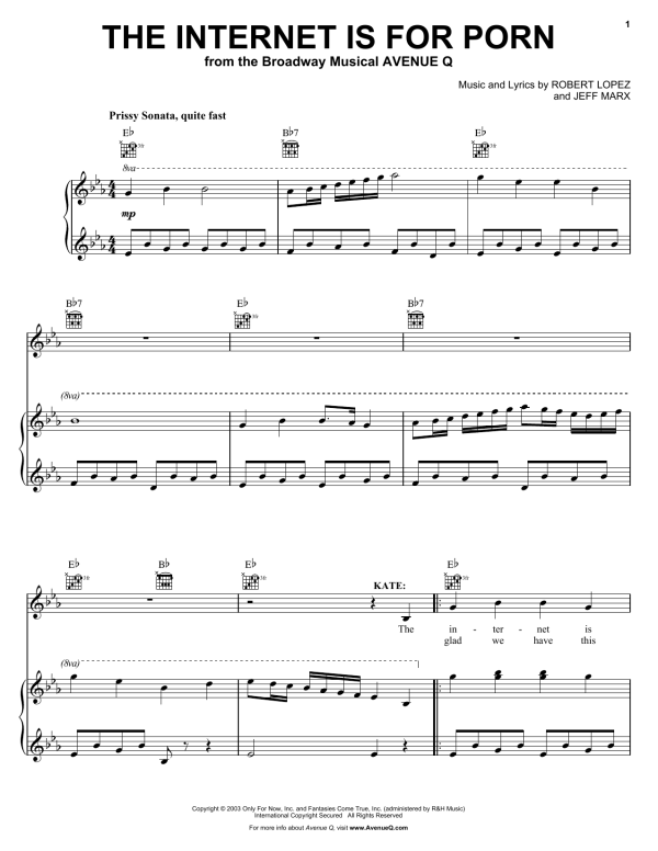 Robert Lopez & Jeff Marx The Internet Is For Porn (from Avenue Q) Musik Noten - Piano, Vocal & Guitar Chords - 28493-0