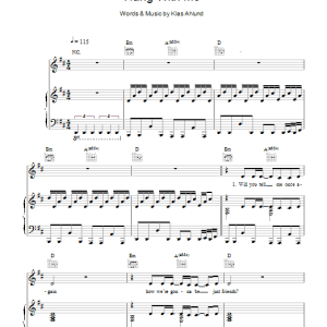 Robyn Hang With Me Musik Noten - Piano, Vocal & Guitar Chords - 107268-0