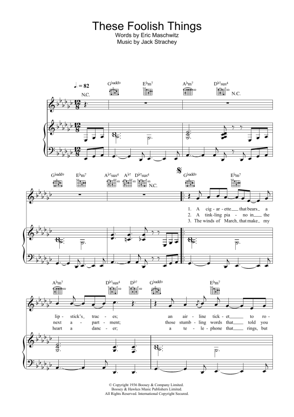 Rod Stewart These Foolish Things Musik Noten - Piano, Vocal & Guitar Chords - 26816-0