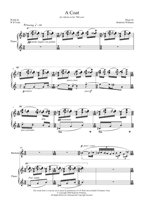 Roderick Williams A Coat (for baritone and piano) Musik Noten - Piano & Vocal - 46118-0