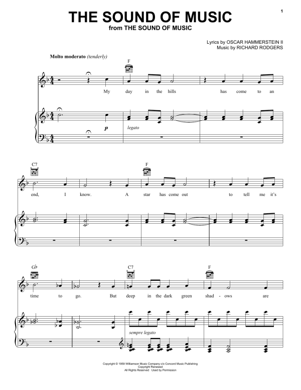 Rodgers & Hammerstein The Sound Of Music (from The Sound of Music) Musik Noten - Piano, Vocal & Guitar Chords - 16509-0