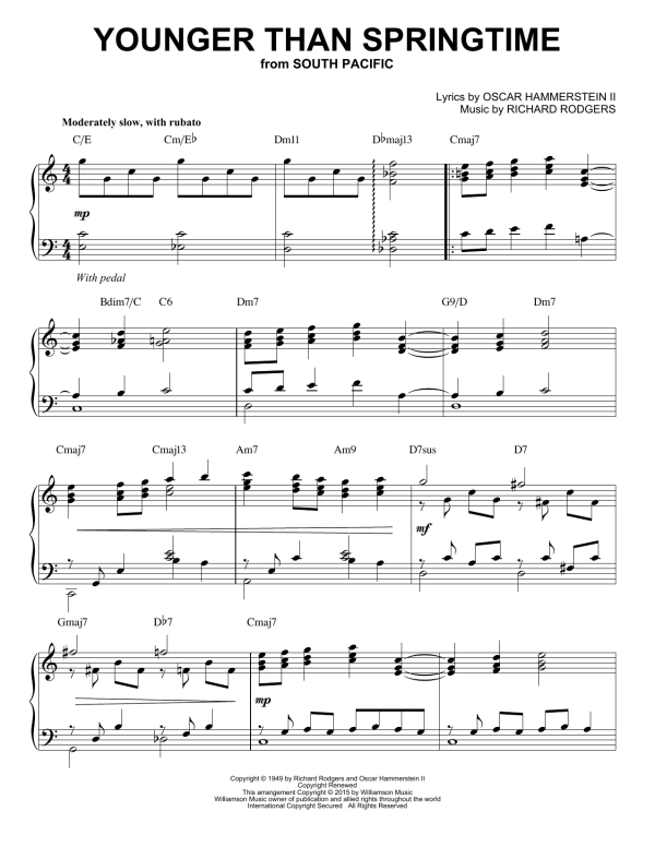 Rodgers & Hammerstein Younger Than Springtime [Jazz version] (arr. Brent Edstrom) Musik Noten - Piano Solo - 160772-0