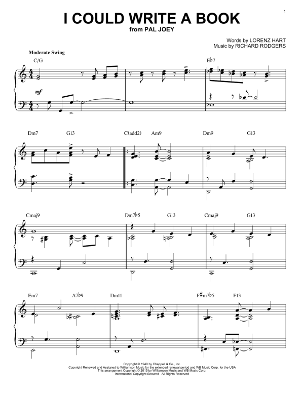 Rodgers & Hart I Could Write A Book [Jazz version] (arr. Brent Edstrom) Musik Noten - Piano Solo - 160759-0