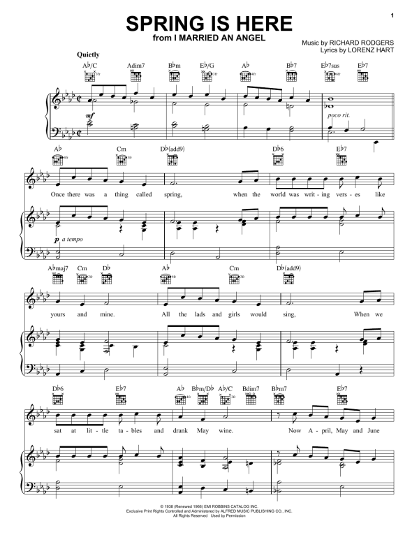 Rodgers & Hart Spring Is Here Musik Noten - Piano, Vocal & Guitar Chords - 24164-0