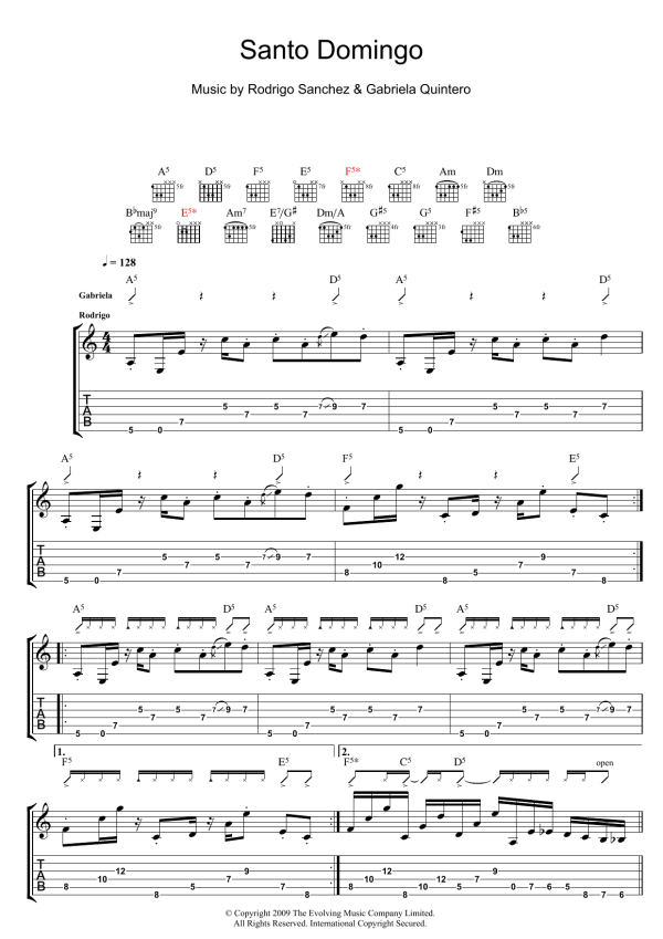 Rodrigo y Gabriela Santo Domingo Musik Noten - Guitar Tab - 49561-0
