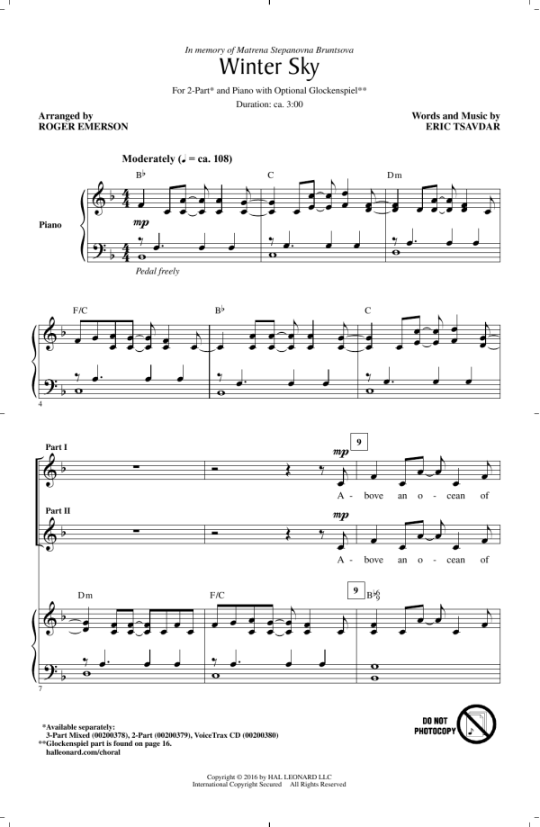 Roger Emerson Winter Sky Musik Noten - 2-Part Choir - 175480-0