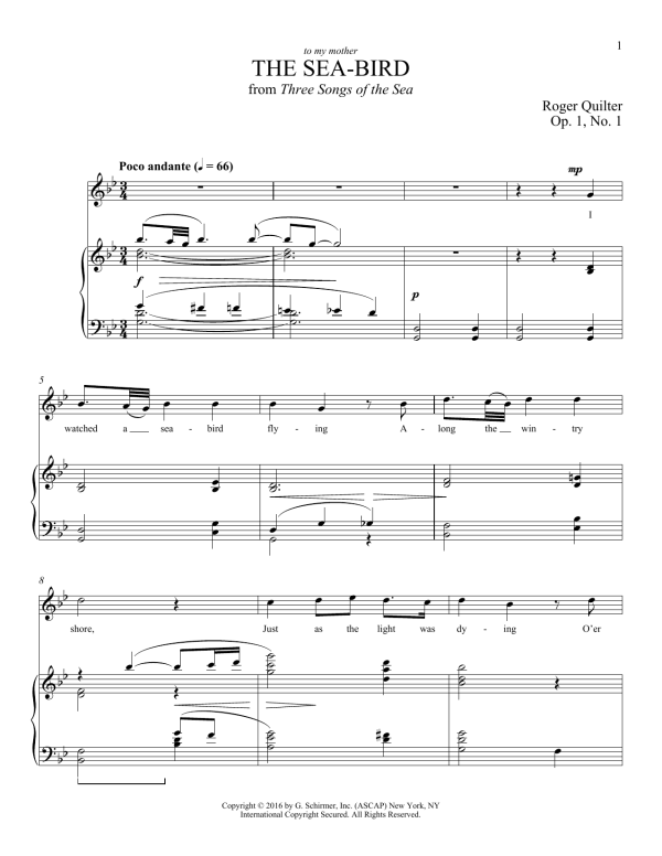 Roger Quilter The Sea-Bird Musik Noten - Piano & Vocal - 177809-0