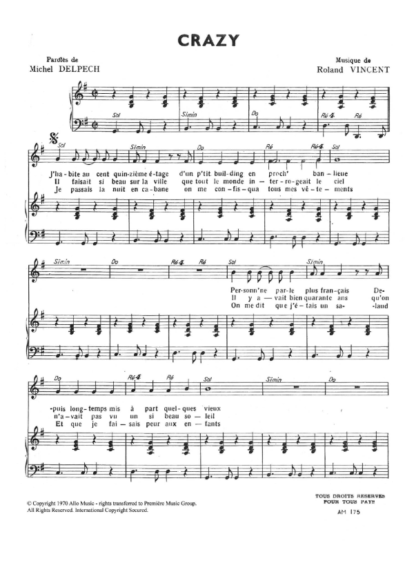Roland Vincent Crazy Musik Noten - Piano & Vocal - 120817-0
