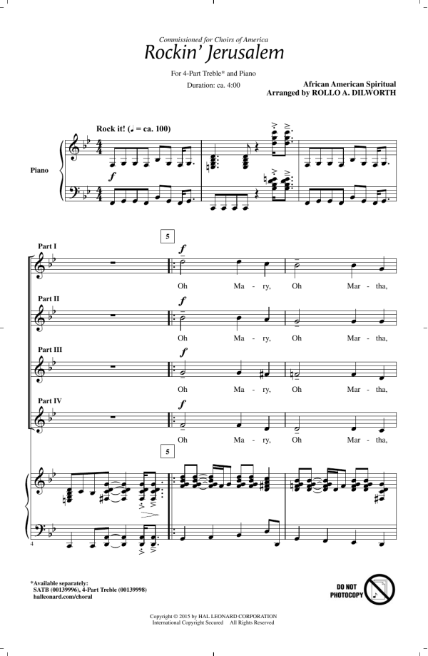 Rollo Dilworth Rockin' Jerusalem Musik Noten - 4-Part Choir - 161618-0