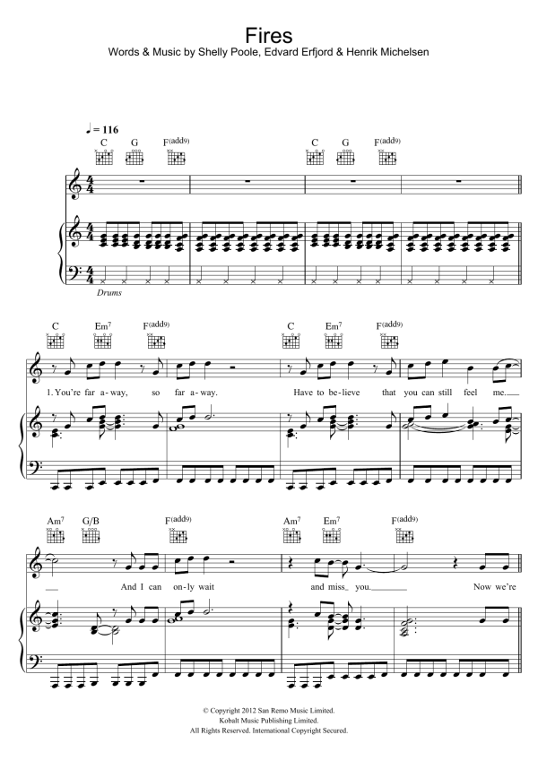 Ronan Keating Fires Musik Noten - Piano, Vocal & Guitar Chords - 114837-0