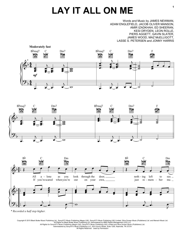 Rudimental feat. Ed Sheeran Lay It All On Me Musik Noten - Piano, Vocal & Guitar Chords - 172176-0