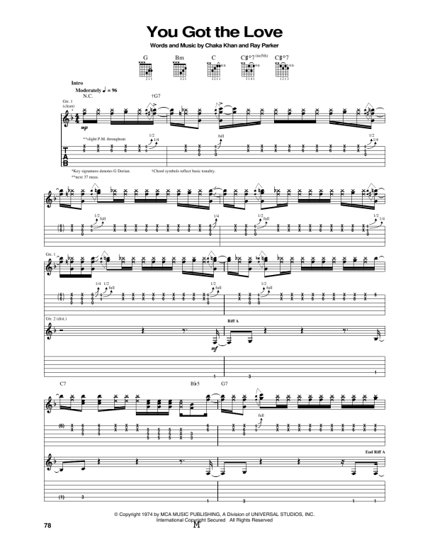Rufus Featuring Chaka Khan You Got The Love Musik Noten - Guitar Tab - 170725-0