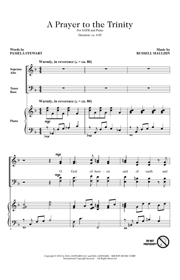 Russell Mauldin A Prayer To The Trinity Musik Noten - SATB Choir - 175369-0