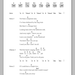 Ryan Adams Hallelujah Musik Noten - Guitar Chords/Lyrics - 102620-0