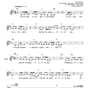 Sababa Pray for the Peace of Jerusalem Musik Noten - Lead Sheet / Fake Book - 66336-0